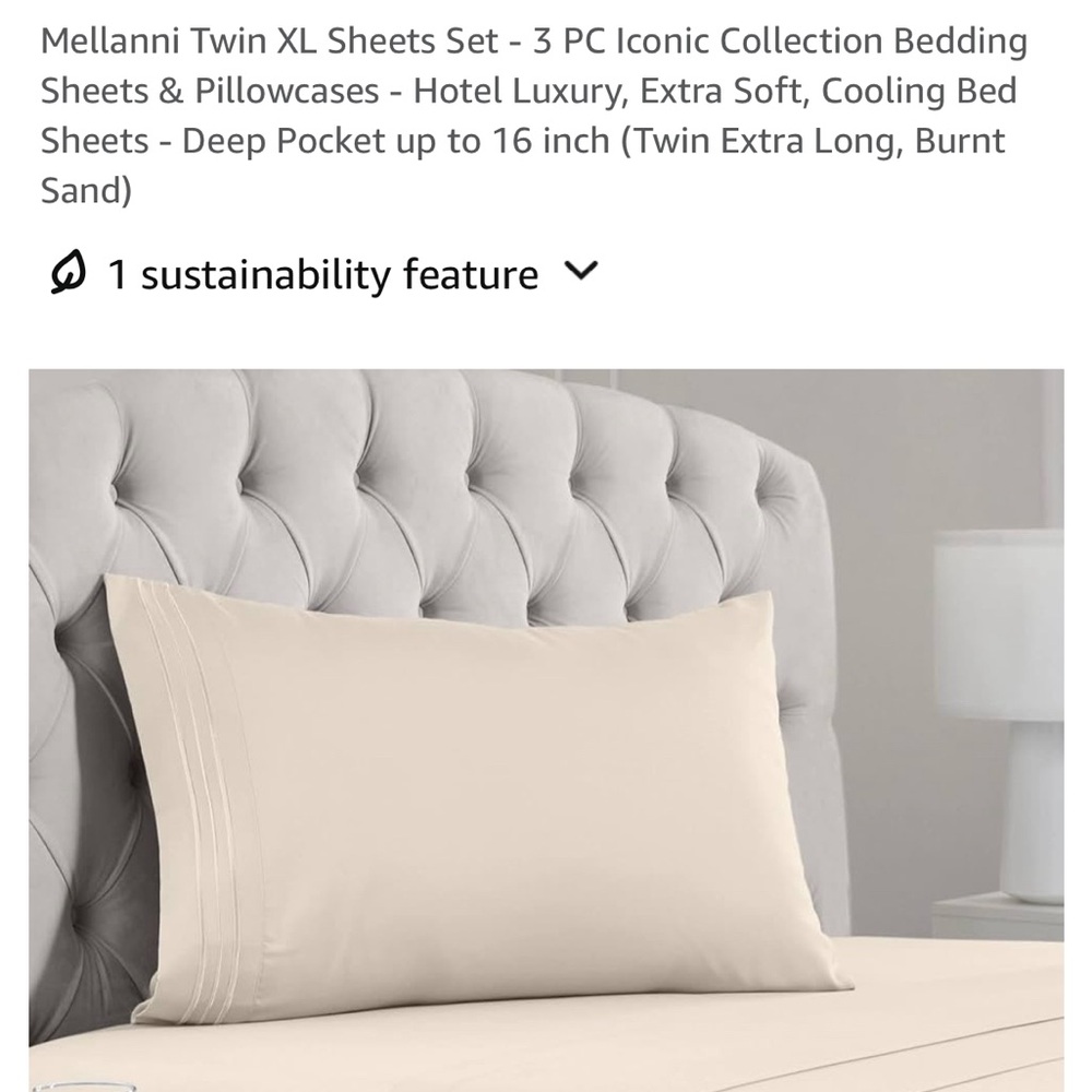 Mellanni 3-piece, twin xl sheet set - top sheet/fitted sheet/pillow case